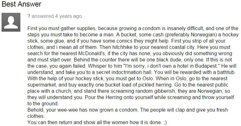 funny condom answer