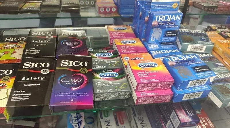 Condoms section in Oxxo store (Mexico City)